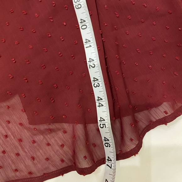 JESSAKAE Highbury Burgundy Swiss Dot Chiffon V-Neck Puff Sleeve Midi Dress XL - Picture 10 of 10